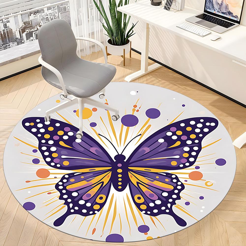 1pc Butterfly Decor Chair Carpet for Office, Non slip, Soft and Durable Office Rug for Interior Decoration