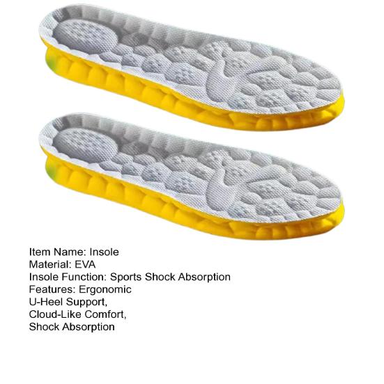 1 Pair 4D Elastic Cloud Breathable Soft Foam Sole Arch Support Shock Absorption Lightweight Sports Insole