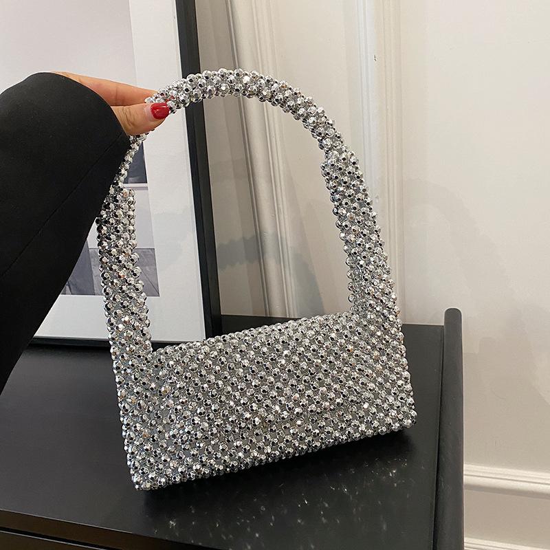 The New Bag 2025 European and American Rhinestone Retro Shoulder Bag Ins Women's Foreign Style Dinner Armpit Bag