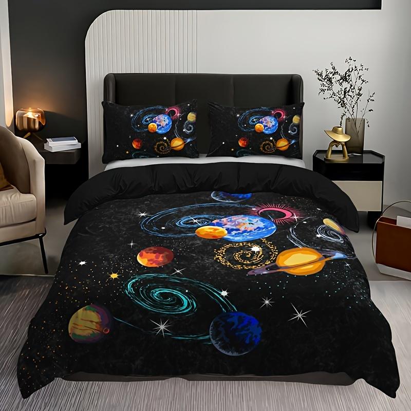 Galaxy Planet Duvet Cover Set High Definition Print Home Dorm Room Bedding 1 Duvet Cover + 2 Pillowcases