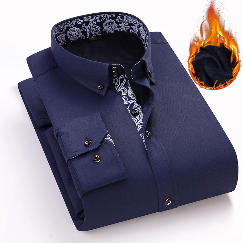 Мужские рубашки с длинным рукавом SlimFit Casual Business, утолщенные, для отдыха, для среднего возраста, однотонные, белые, удобные и дышащие, молодежная мода