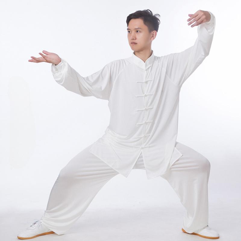 Летняя одежда для тайцзи из эластичного ледяного шелка в китайском стиле, женская одежда для боевых искусств, тренировочная одежда, костюм унисекс с длинным рукавом