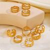 1Pcs Stainless Steel Geometric Chain Hollow Ring For Women Trendy Simple Personality Open Ring Waterproof Jewelry Accessories