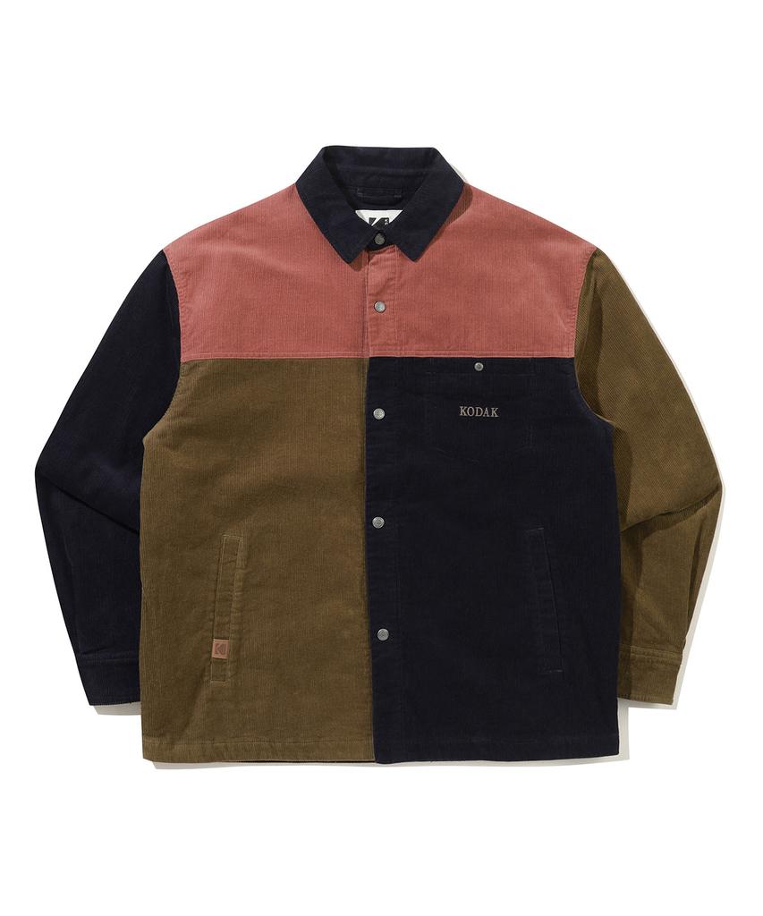 KODAK Brownie Colorblock Corduroy Padded Shacket Navy