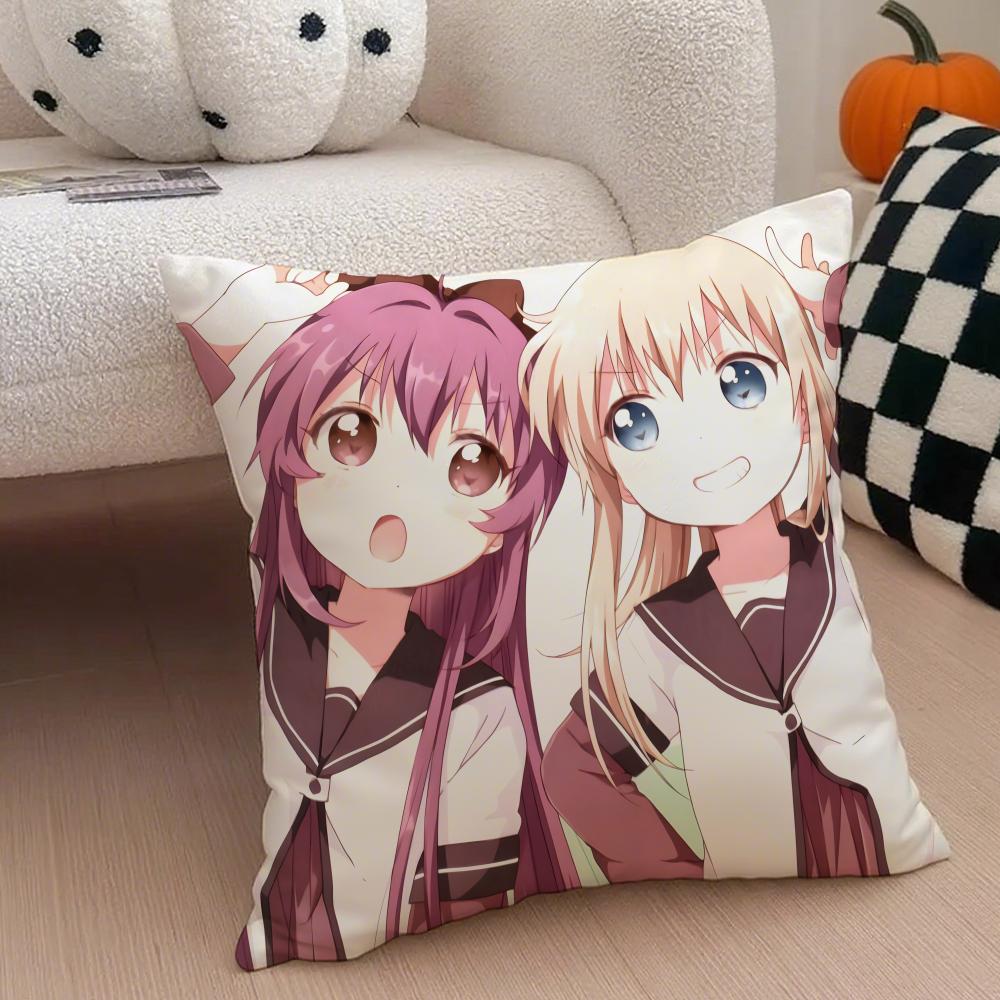 Классическая Забавная Японская Аниме Y-Yuru Yuri Наволочка Чехол для Подушки Скрытая Пуговица Прочный Полиэстер Подушка на Стул