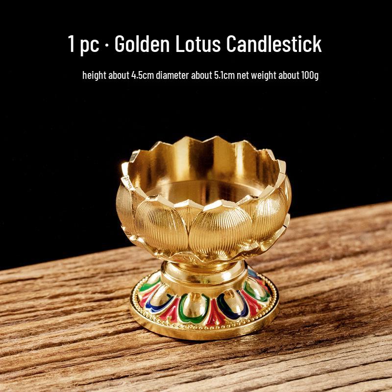 Полностью металлический набор подсвечников-лотосов для буддийских подношений