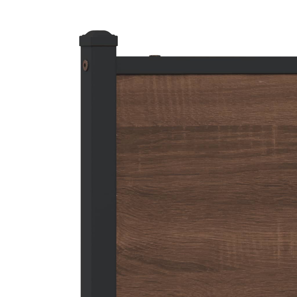 Metal Bed Frame without Mattress Brown Oak Effect 75 x 190 cm