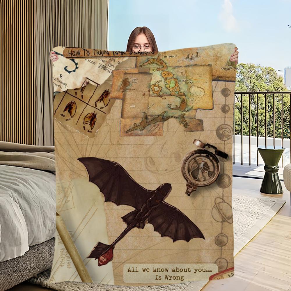H-Как T-Тренировать Y-Вашего D-Дракона Skicomfort Теплое Мягкое Домашнее Детское Одеяло для Ланча Подходит для Гостиной Офиса Ежедневных Поездок Подарки