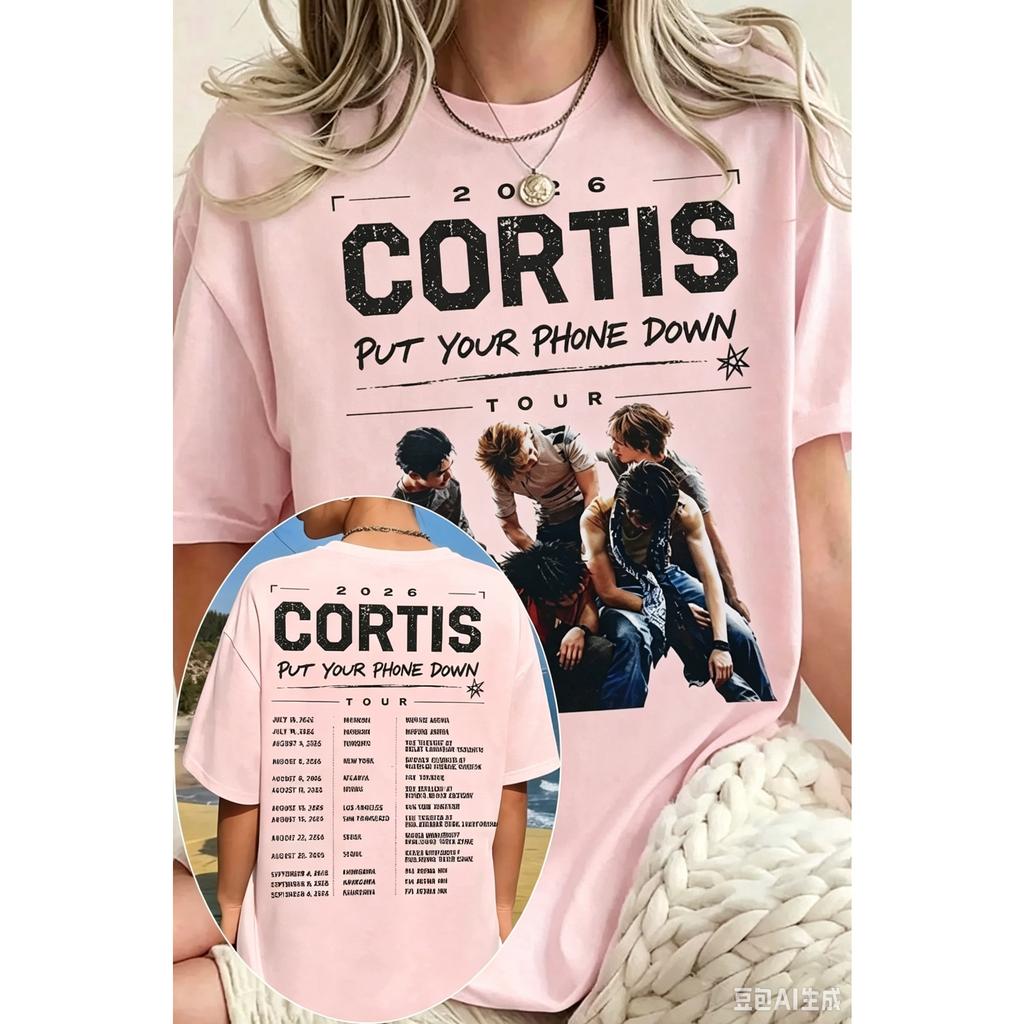 Футболка с графическим принтом Cortis World Tour Мужская Женская Оверсайз Уличная Одежда Y2k Круглый Вырез Короткий Рукав Чистый Хлопок Харадзюку Высококачественная Женская Мужская Одежда
