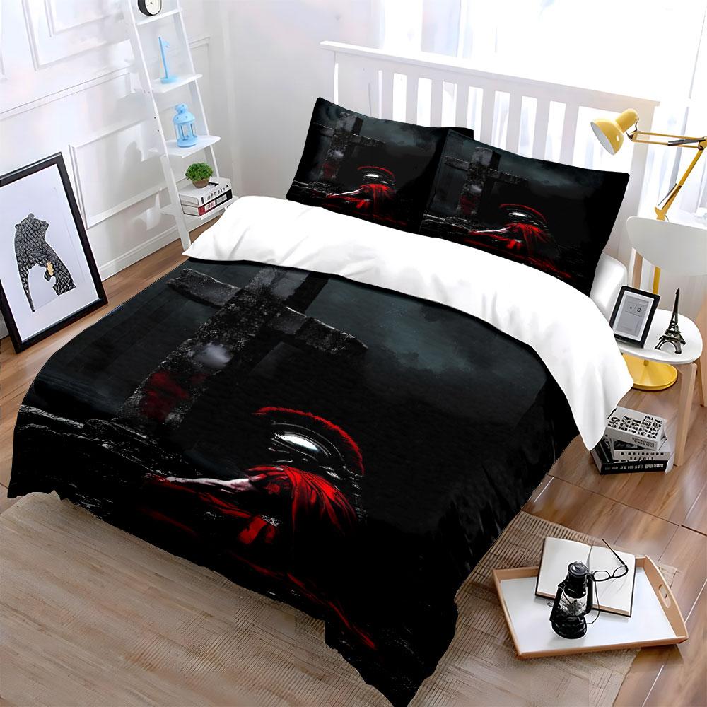 Roman helmet and cross. Bedding sets Duvet cover sets Duvet covers Pillowcases(1*Duvet Cover 2*Pillowcases without duvet insert)