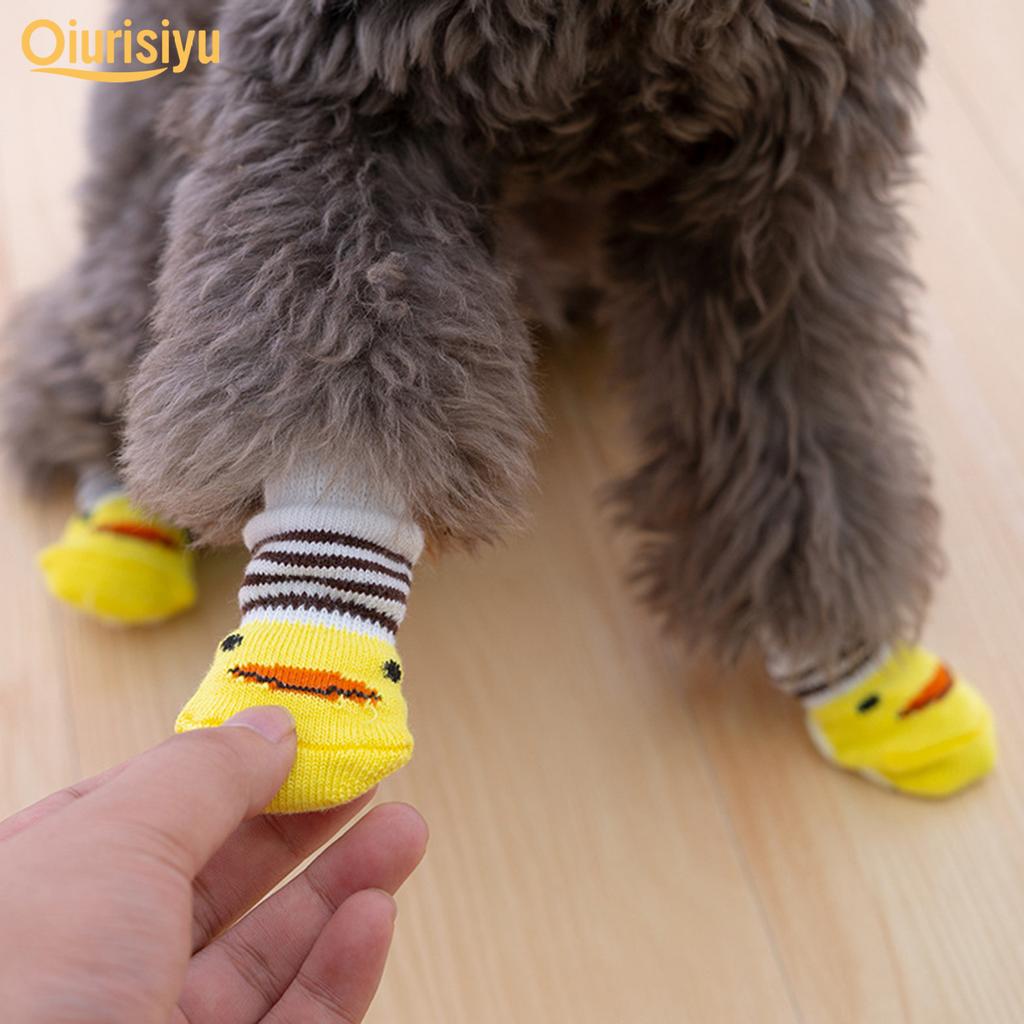 Тёплые нескользящие носочки для домашних питомцев 4штуки в комплекте