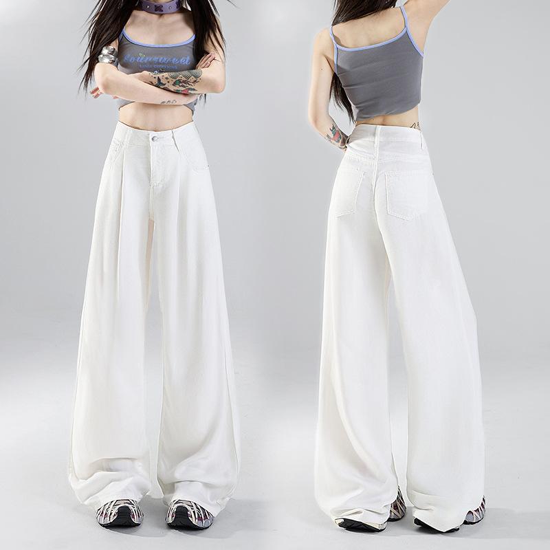 Теннисные джинсы Женские летние широкие брюки Женские летние с высокой талией Свободные широкие джинсы Женские брюки Женские узкие