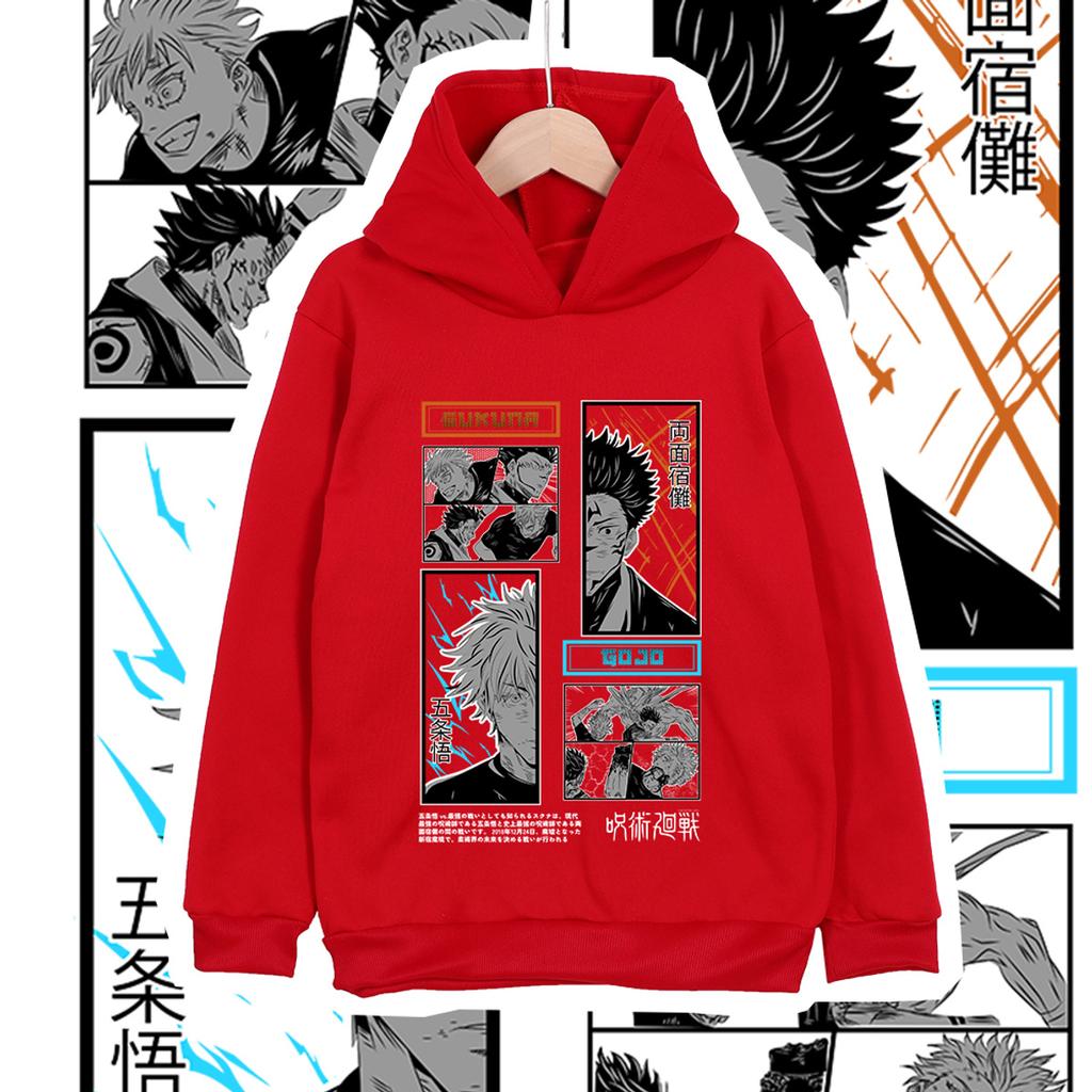 Детская худи с принтом из аниме Jujutsu Kaisen Годжо Сукуна, унисекс, хлопковая толстовка для мальчиков и девочек, мультяшная повседневная одежда, костюм для косплея