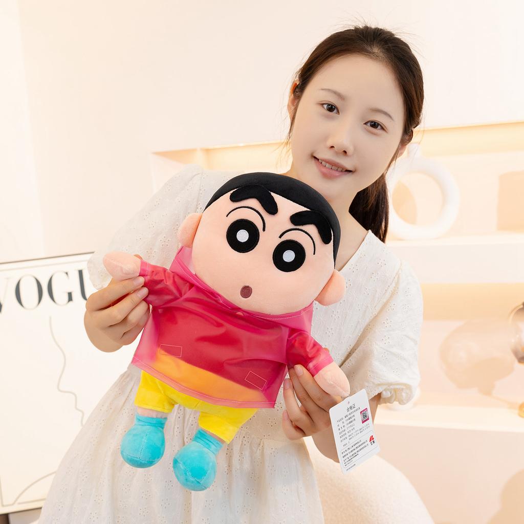 Оригинальные плюшевые игрушки Crayon Shin Chan в дождевике, мягкие, приятные на ощупь, в японском стиле, аниме, каваи, кукла, рождественские подарки для девочки