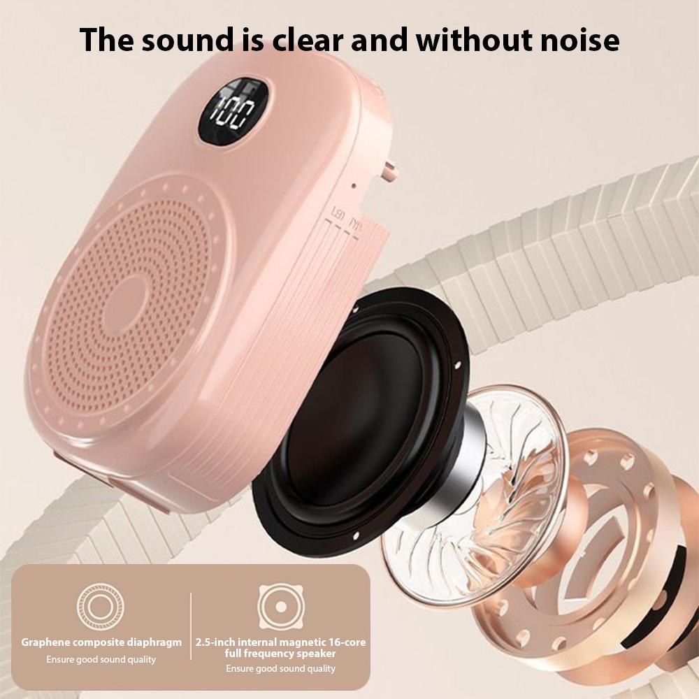 Voice Amplifier Portable Megaphone PA System with Wired Head Mounted Microphone BT Wireless