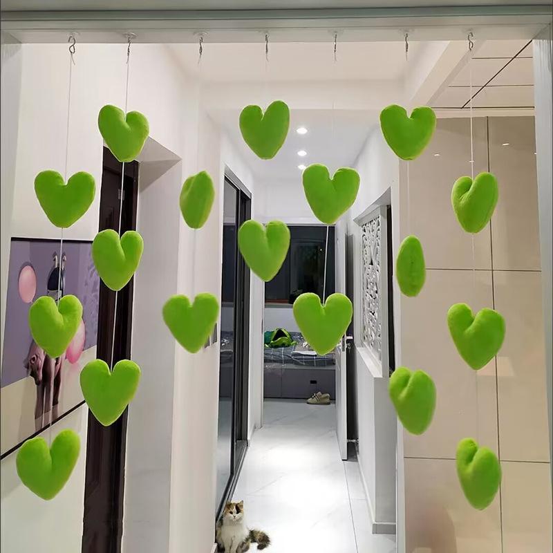 Hanging Door Curtains DIY Ornament Heart-shaped Self-adhesive Solid Color Home Decorations