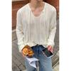 Korean Style V Neck Long Sleeve Knit Sweater For Men Loose Lazy Fashion