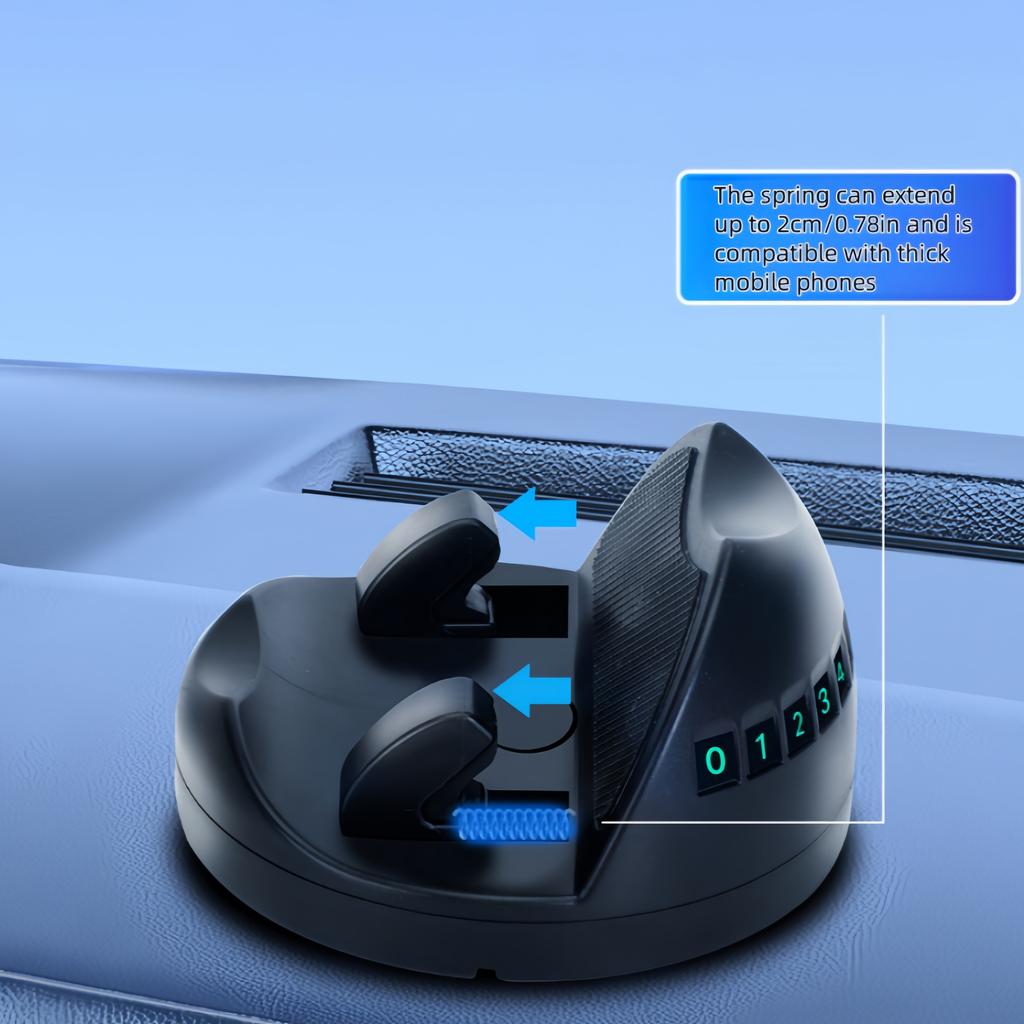 Держатель телефона на приборную панель автомобиля с вращением на 360° и дисплеем экстренных контактов - универсальное нескользящее крепление