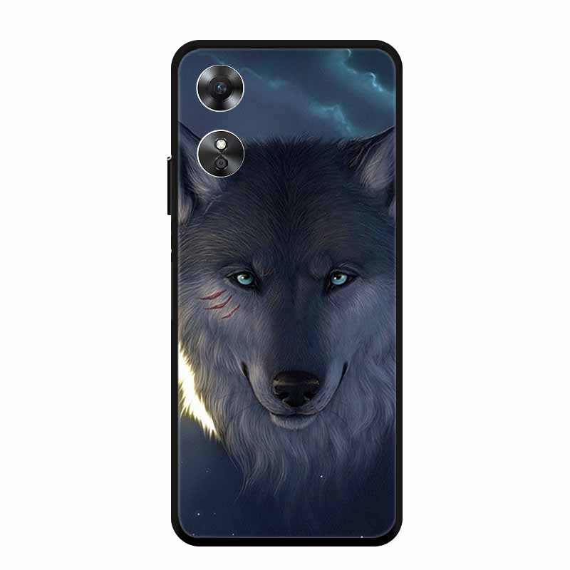 Чехол для OPPO A17 Крутой Волк Лев Тигр Кот Черный Край Силиконовый Мягкий Чехол-крышка для Телефона Для OPPO A17 Задняя Крышка Чехол A 17 Funda