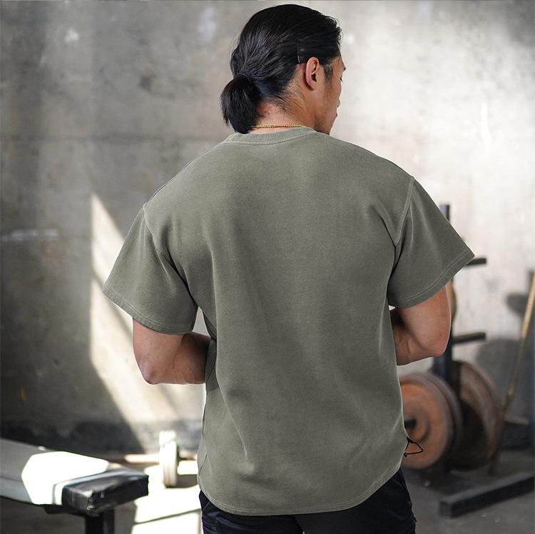 Мужская модная ретро-футболка из стираного хлопка с коротким рукавом
