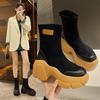 Fashion Internet Celebrity Socks Boots Women's Popular Autumn Winter Muffin Thick Sole Fashion Mid-tube Single Boots Casual Naked Boots