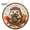 Round Acrylic Window Panel Stained Glass Style Hanging, Tree of Life & Winter Forest Transparent Suncatcher with Metal Chain, Indoor Decoration