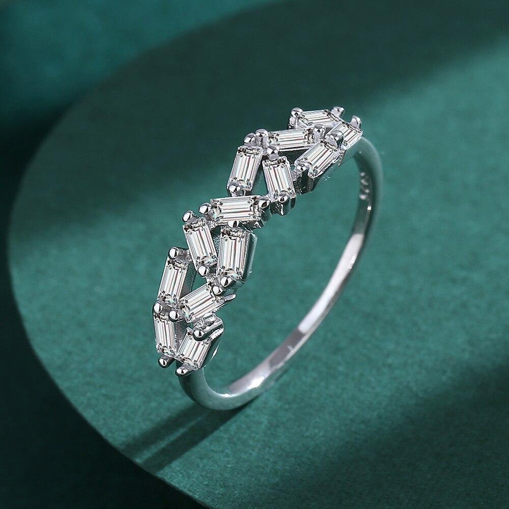 Роскошное Нерегулярное Маленькое Кольцо Для Пары с Двойными Бриллиантами Для Женщин Из Натурального Стерлингового Серебра Юбилейный Подарок Ювелирные Изделия Простые ювелирные изделия из стерлингового серебра