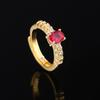 925   5*7 MM Oval Cut Sapphire Ruby High Carbon Diamond Gemstone Ring For Women 18K Gold Plated Jewelry