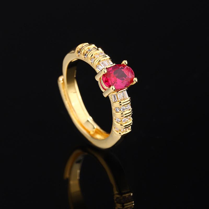 925 5*7 MM Oval Cut Sapphire Ruby High Carbon Diamond Gemstone Ring For Women 18K Gold Plated Jewelry