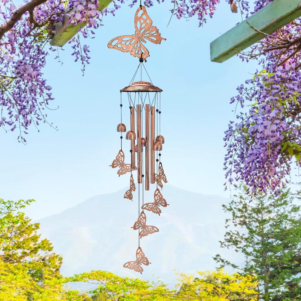 Butterfly Wind Chimes Outdoor Butterfly Gifts for Women/Men/Mom/Grandma/Wife Birthday Gifts Memorial Gift Metal WindChimes for Outside/Indoors, Home