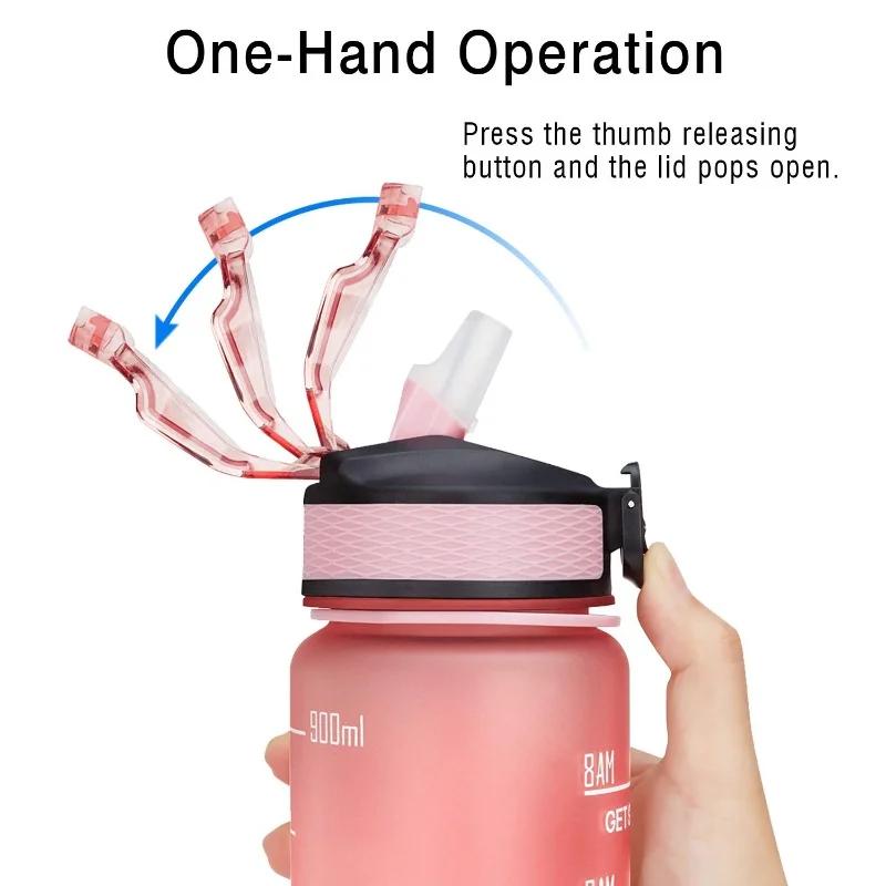 1 Liter Sport Water Bottle Motivational Water Bottle Leakproof Bottles Drinking Outdoor Travel Gym Fitness Jugs for Kitchen Cups