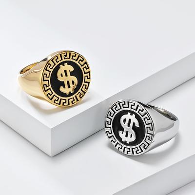 Кольцо из титановой стали со знаком доллара в стиле хип-хоп 2025 года для мужчин, уникальный модный аксессуар для мужчин и женщин, модные украшения для рук