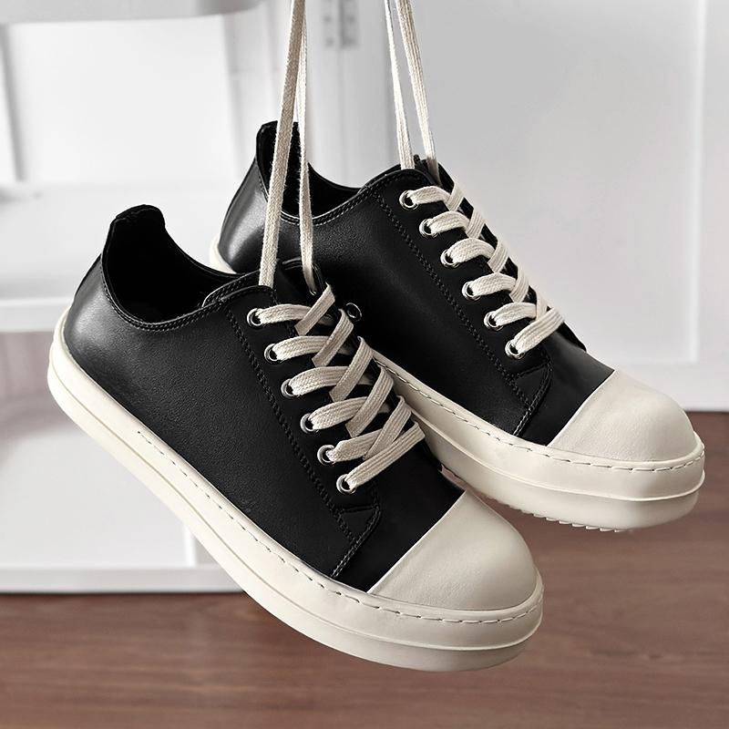 Модные Роскошные Мужские Кроссовки на Толстой Подошве для Активного Отдыха из Натуральной Кожи, Нескользящая Обувь для Пеших Прогулок, Брендовые Высококачественные Кроссовки на Шнуровке для Скейтбординга для Мужчин