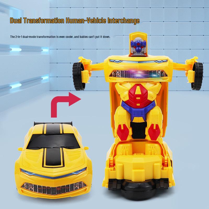 TikTok Transforming Police Car Robot - Children's Electric Rotating Toy