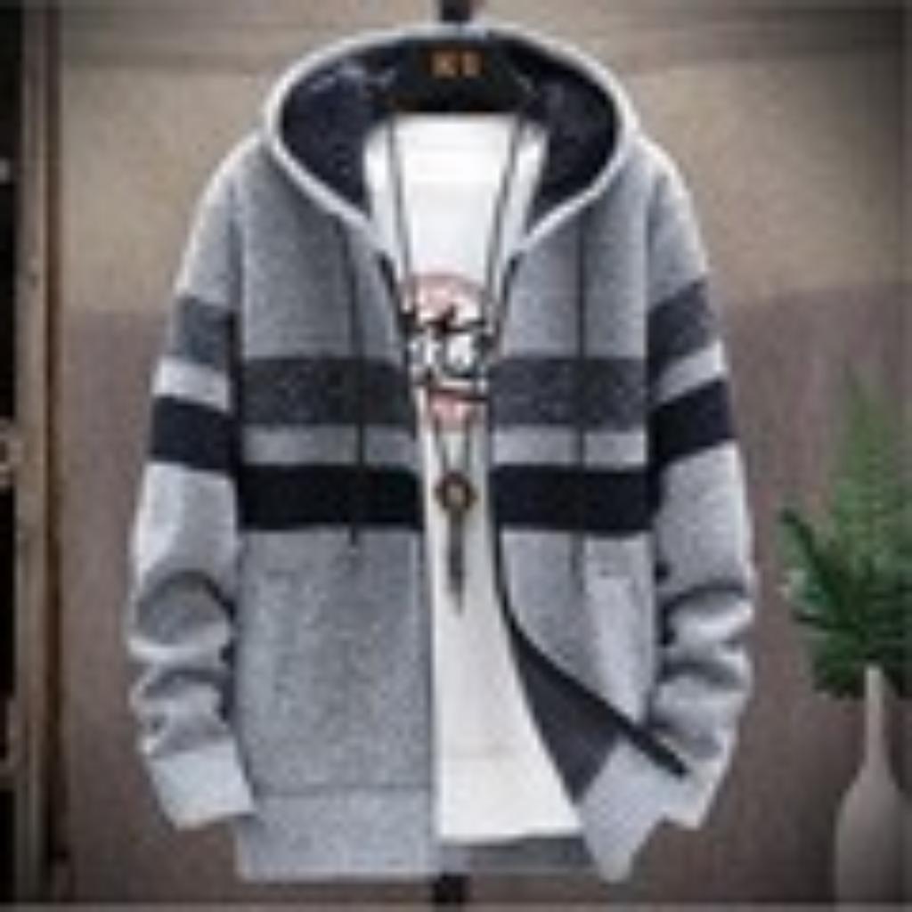 Men's Winter Casual Patchwork Turn-down Collar Jacket Coat