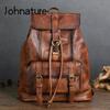 Genuine Leather Men Backpack Vintage Large Capacity Travel Bags Natural Real Cowhide Man Laptop Backpack