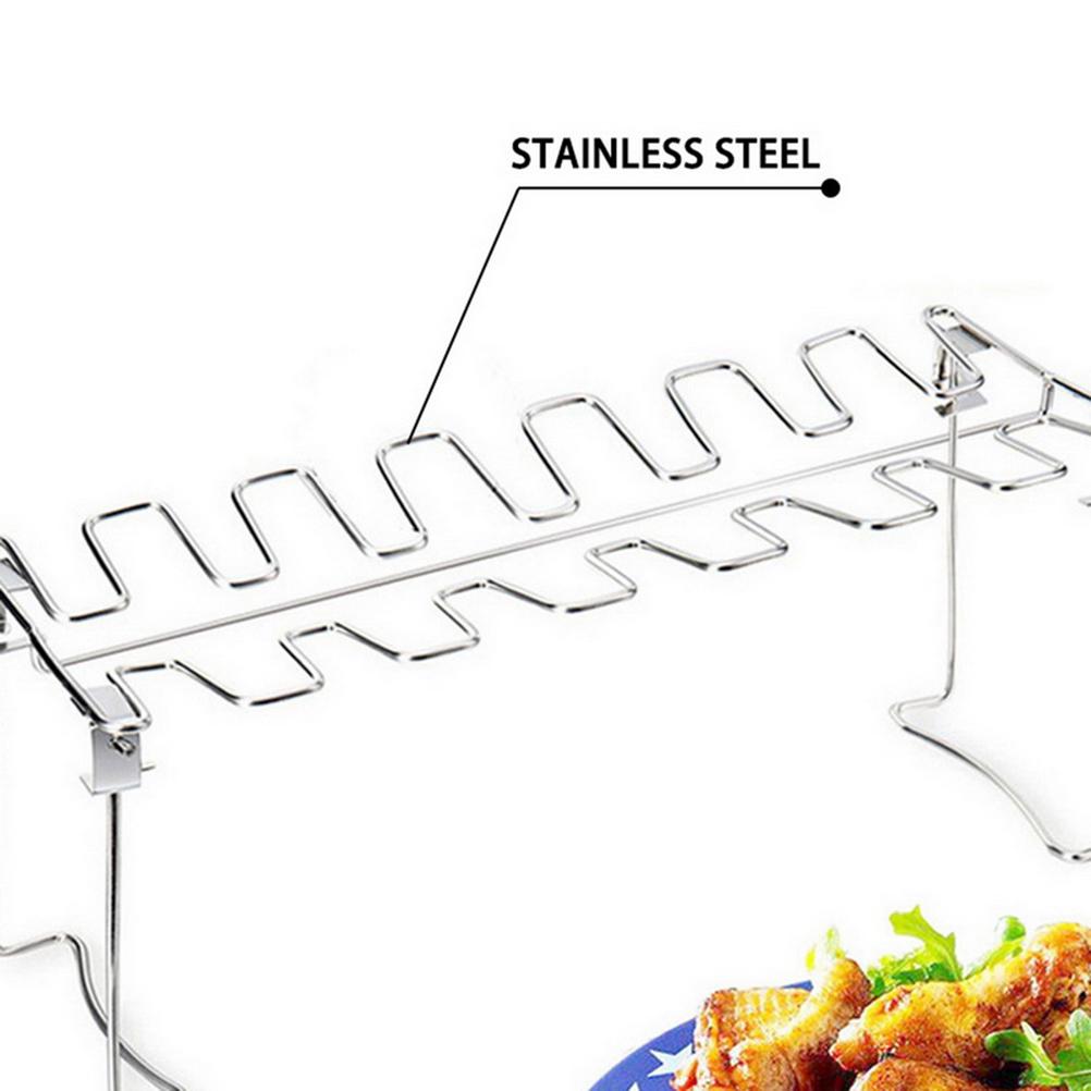 Chicken Leg Wing Grill Rack Multi Slots Barbecue Poultry Chicken Leg Roaster Foldable Stainless Steel Roaster Stand