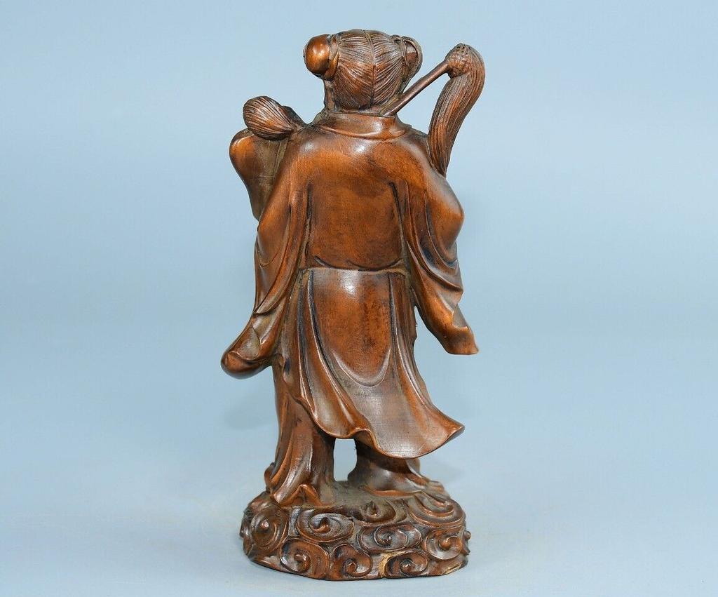 Chinese Antique Boxwood Wood Carving Exquisite Figure Statues Home Decor Art