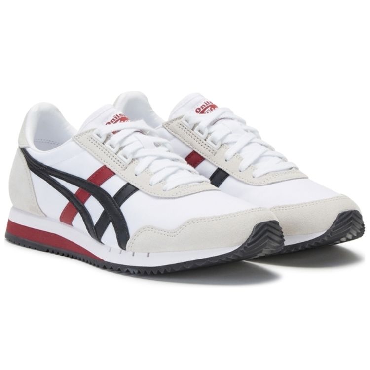 ONITSUKA TIGER Dualio Fabric Sports Retro Shock Absorbing Non-Slip Durable Low-Top Casual Shoes Unisex Sneakers White Red D6K3N-100