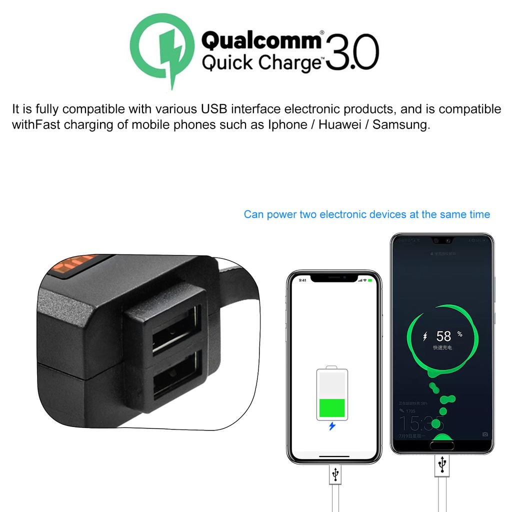 Мотоциклетный электромобиль USB зарядка мобильного телефона водонепроницаемый переключатель интегрированный руль зеркало заднего вида, 9-32 В