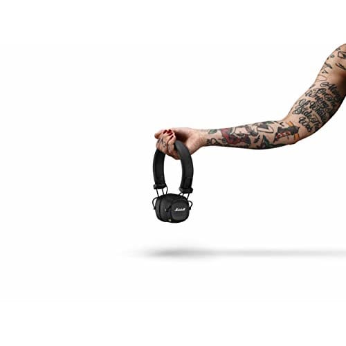 Marshall Major IV Wireless On-Ear Headphones, Black, 80 Hours of Playtime, Qi Charging, and Call Support