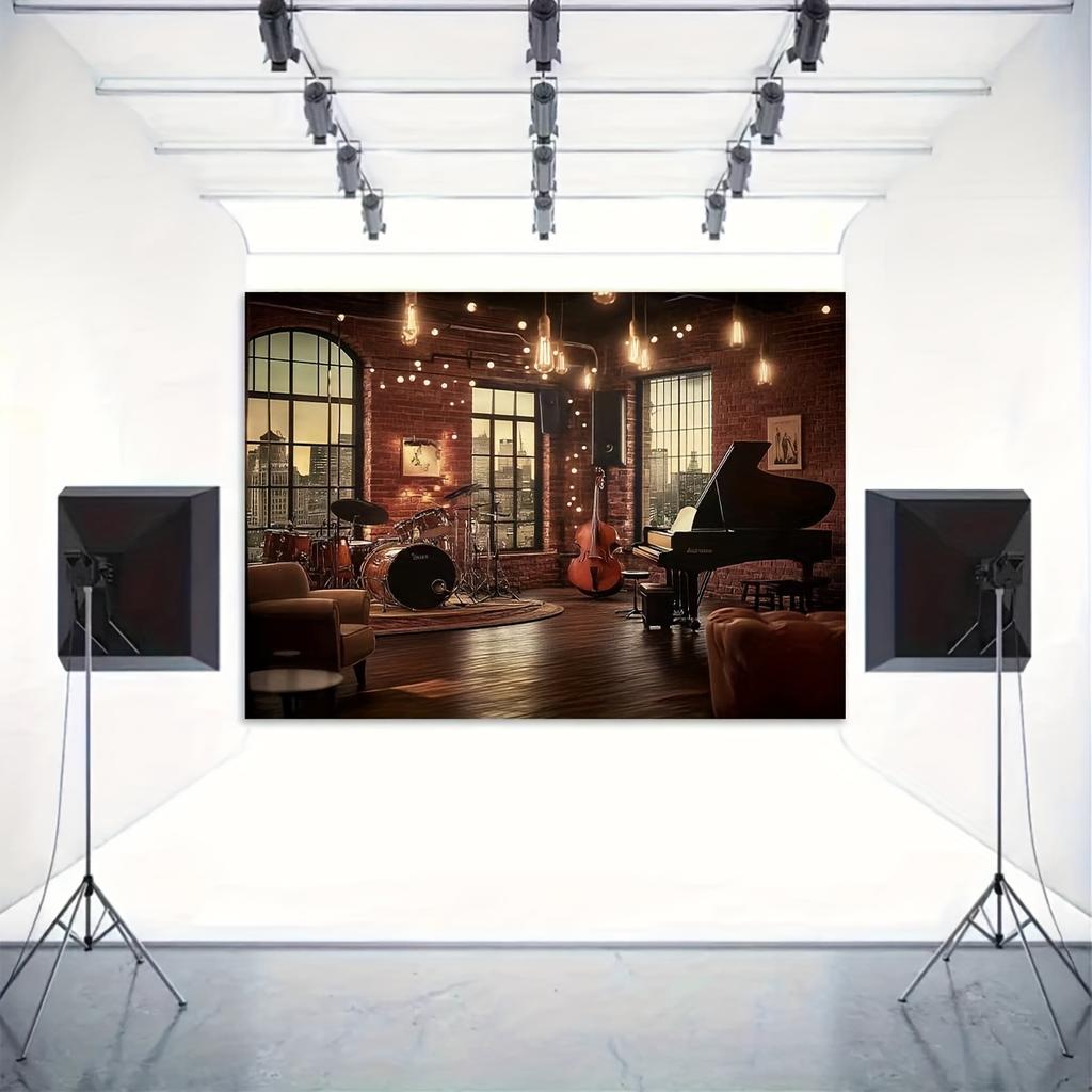 1 PC photography background banner nylon 2D flat surface indoor musical scene warm light theme background cloth