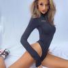 Европейский и американский облегающий комбинезон с высоким воротом и длинными рукавами с буквенным принтом
