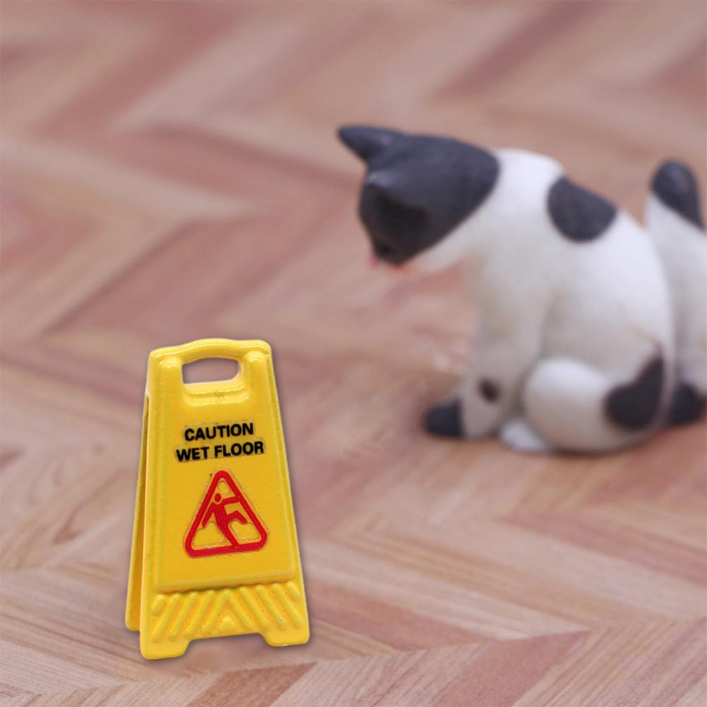 Миниатюрный игрушечный домик Предупреждающий знак «Осторожно, мокрый пол» Образовательная ролевая игра Украшение Декора Z3A7