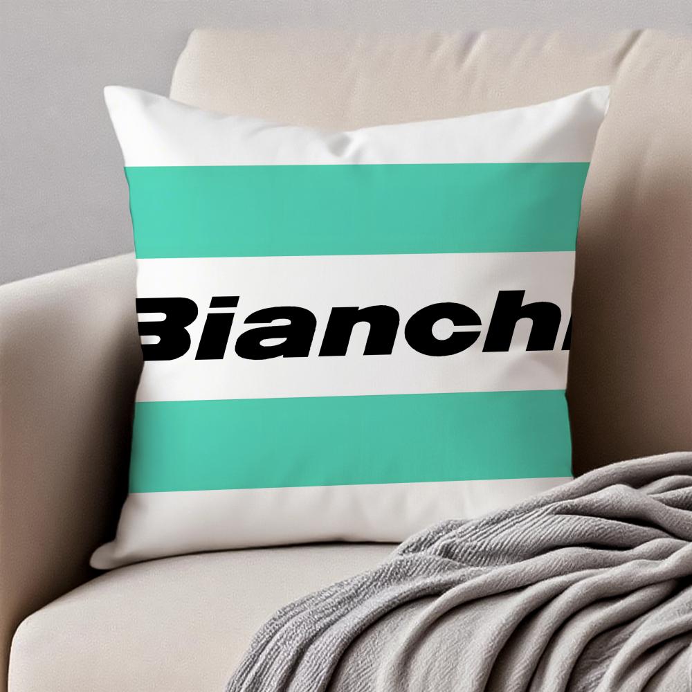Luxury BBianchi Logo Cushion Cover Pillowcase Antidustmite Invisible Zipper Short Plush Sofa Cushion