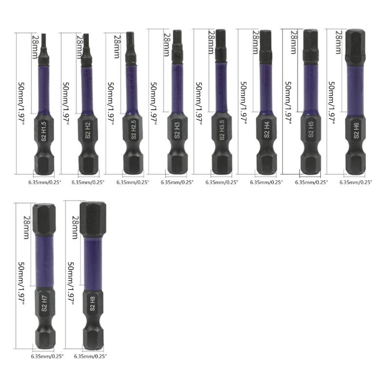 Магнитный шестигранный ключ, набор сверл, набор бит 1/4 H 1,5-H, 8 внутренних шестигранников, отвертка с хвостовиком, инструмент для ручного ремонта