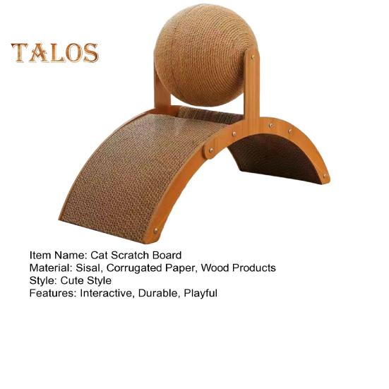2-в-1 коврик для царапания кошек Большая картонная когтеточка для кошек с шариком из сизалевой веревки Деревянная рама Гофрированная наклонная доска для царапания кошек