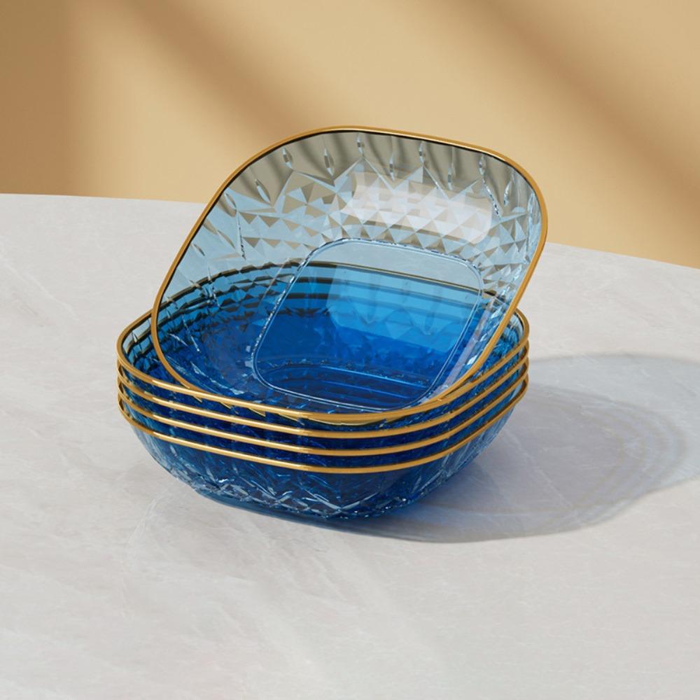 5PCS Golden Trim Snack Plate Square Dining Table Waste Dish Multi-functional Appetizer Plate Fruit