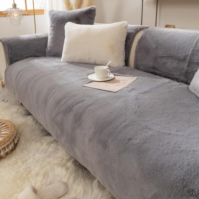 Non-Slip Sofa Cushion Four Seasons Universal Thickened Seat Cover Winter Anti-Rabbit Fur Simple Pouch