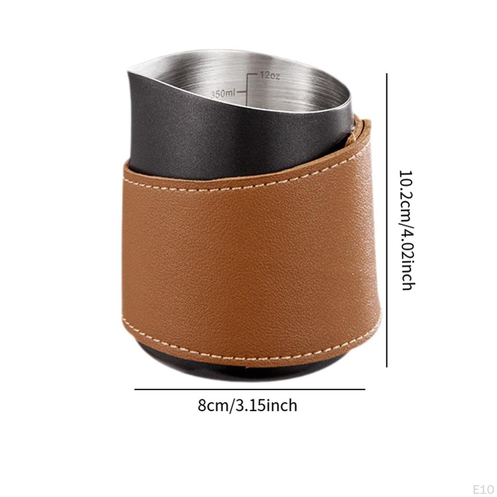 Кувшин для вспенивания молока без ручки, без ручки, аксессуары для эспрессо в обертке из искусственной кожи